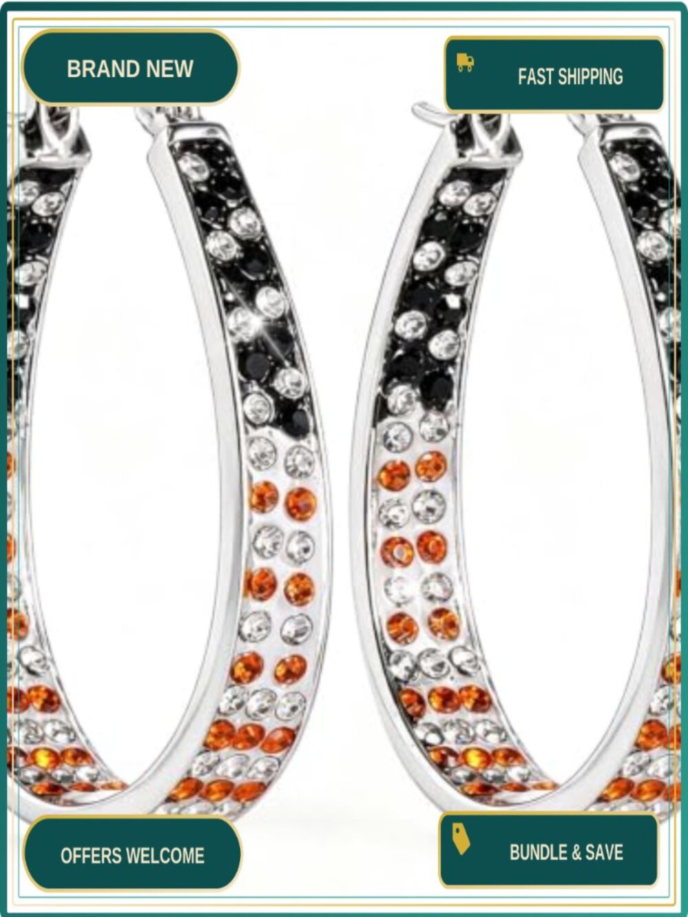 Crystal Hoop Earrings Hinged Hoop Halloween Costume Jewelry